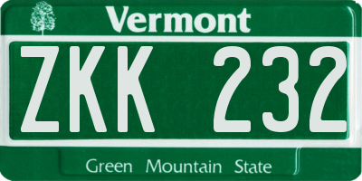 VT license plate ZKK232