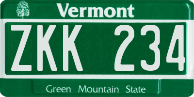VT license plate ZKK234