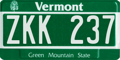 VT license plate ZKK237