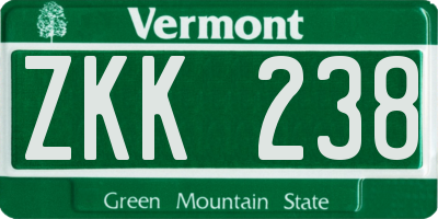 VT license plate ZKK238