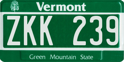 VT license plate ZKK239