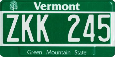VT license plate ZKK245