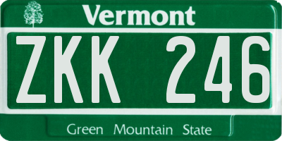 VT license plate ZKK246