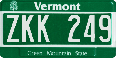 VT license plate ZKK249
