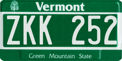 VT license plate ZKK252