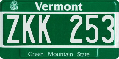 VT license plate ZKK253