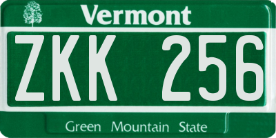 VT license plate ZKK256