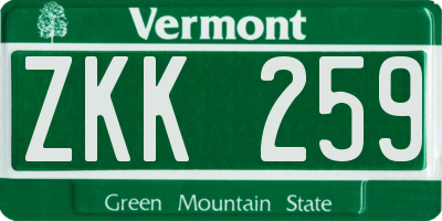 VT license plate ZKK259