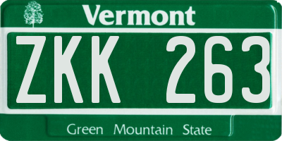 VT license plate ZKK263