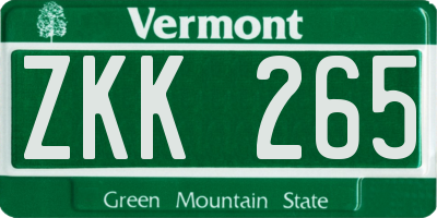 VT license plate ZKK265