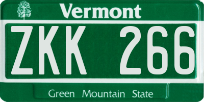 VT license plate ZKK266