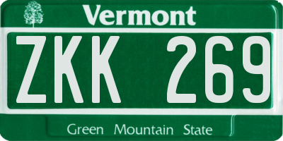 VT license plate ZKK269