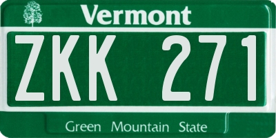 VT license plate ZKK271