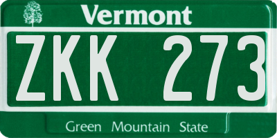 VT license plate ZKK273