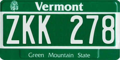 VT license plate ZKK278
