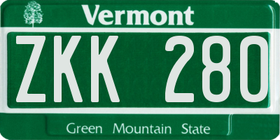 VT license plate ZKK280