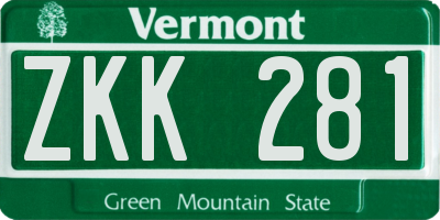VT license plate ZKK281