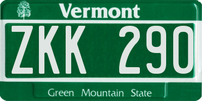 VT license plate ZKK290