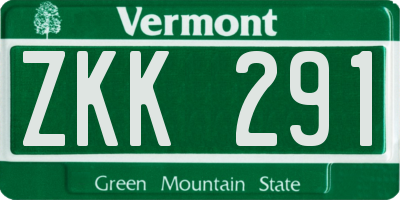 VT license plate ZKK291
