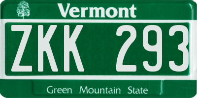 VT license plate ZKK293