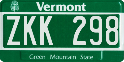VT license plate ZKK298