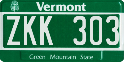 VT license plate ZKK303