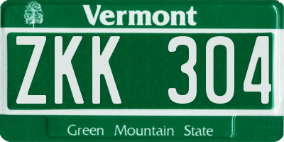 VT license plate ZKK304