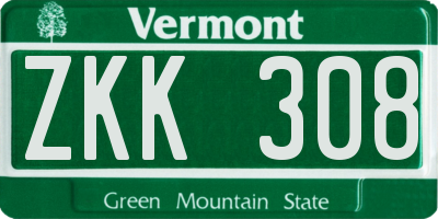 VT license plate ZKK308