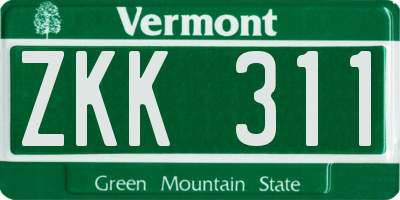 VT license plate ZKK311