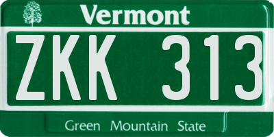 VT license plate ZKK313