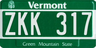VT license plate ZKK317