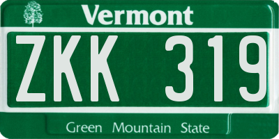 VT license plate ZKK319