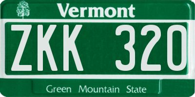 VT license plate ZKK320