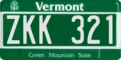VT license plate ZKK321