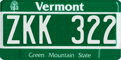VT license plate ZKK322