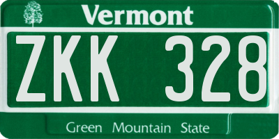 VT license plate ZKK328
