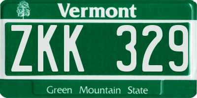 VT license plate ZKK329