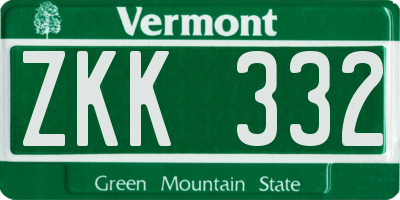 VT license plate ZKK332