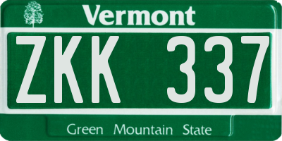 VT license plate ZKK337