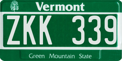 VT license plate ZKK339