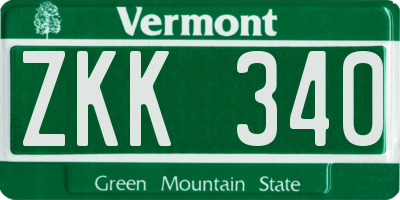 VT license plate ZKK340
