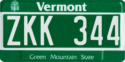 VT license plate ZKK344