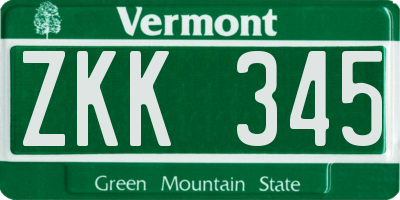 VT license plate ZKK345