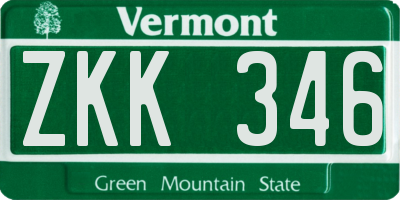 VT license plate ZKK346