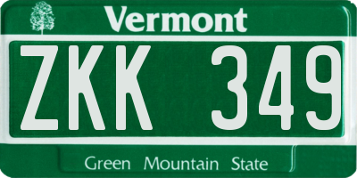 VT license plate ZKK349