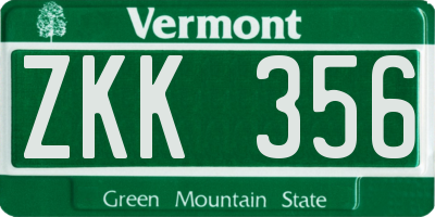 VT license plate ZKK356