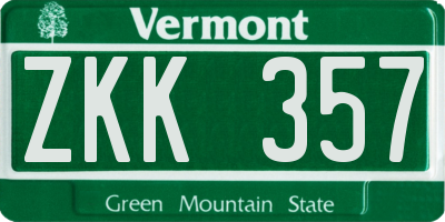 VT license plate ZKK357