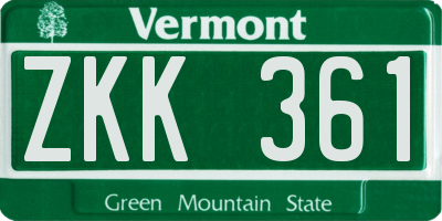 VT license plate ZKK361