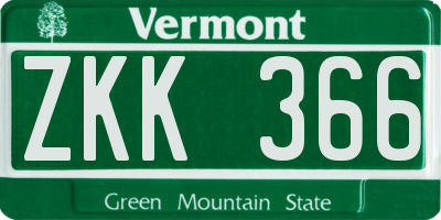 VT license plate ZKK366