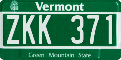 VT license plate ZKK371